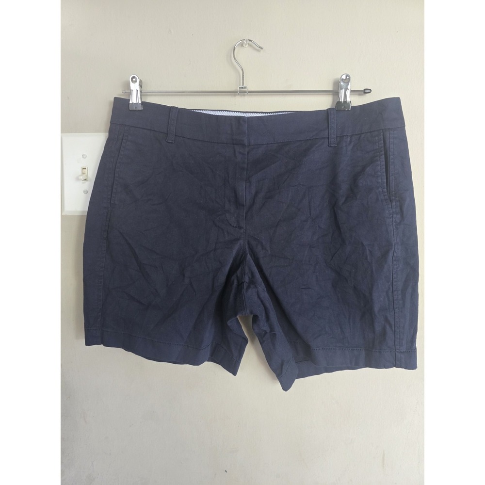 J. Crew Womens Size 14 Navy Blue Chino Shorts Casual Cotton Flat Front
